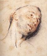 WATTEAU, Antoine Head of a Man oil painting